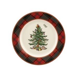 Spode Christmas Tree Tartan 7.75 Inch Salad Plate New Set Of 4 Red Plaid Set 4